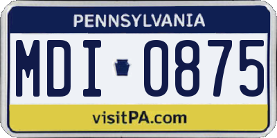 PA license plate MDI0875