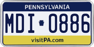 PA license plate MDI0886