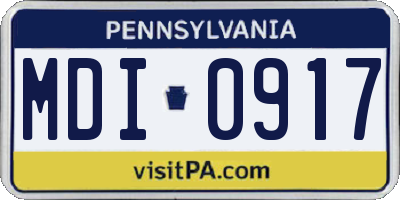 PA license plate MDI0917