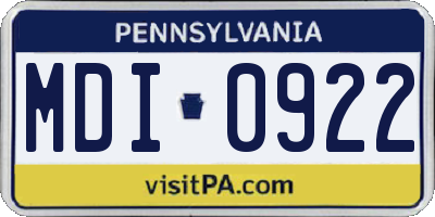 PA license plate MDI0922