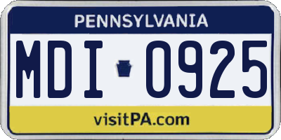 PA license plate MDI0925