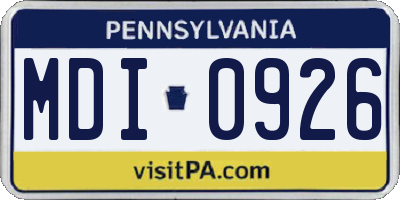 PA license plate MDI0926