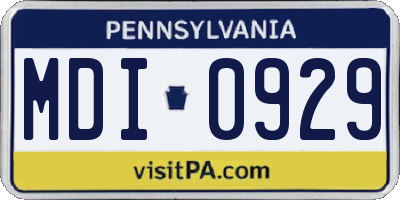 PA license plate MDI0929