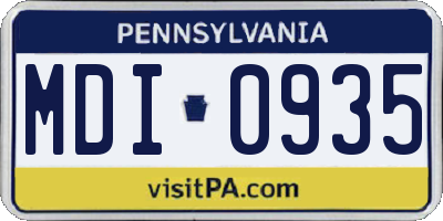PA license plate MDI0935