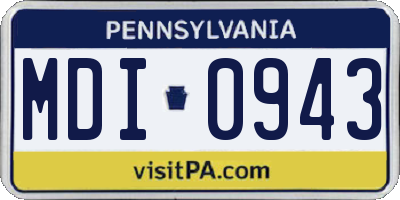 PA license plate MDI0943