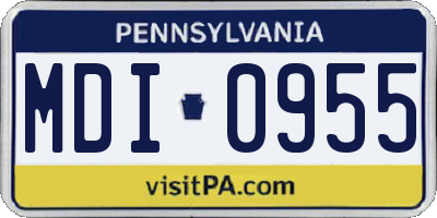 PA license plate MDI0955