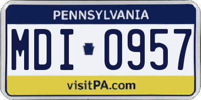 PA license plate MDI0957