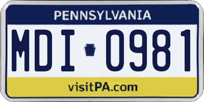 PA license plate MDI0981