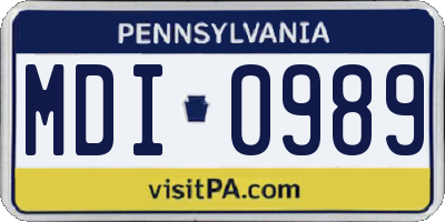 PA license plate MDI0989