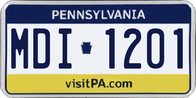PA license plate MDI1201