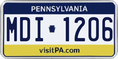 PA license plate MDI1206