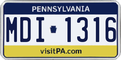 PA license plate MDI1316