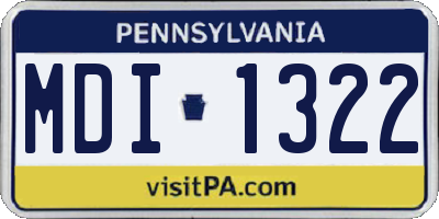 PA license plate MDI1322
