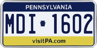 PA license plate MDI1602
