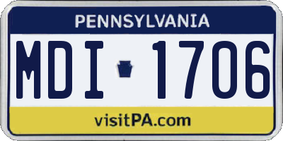 PA license plate MDI1706