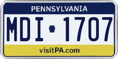 PA license plate MDI1707