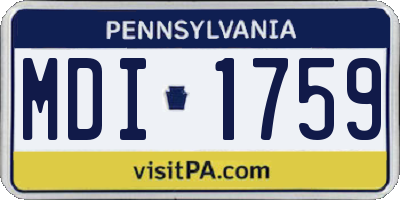 PA license plate MDI1759