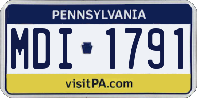PA license plate MDI1791