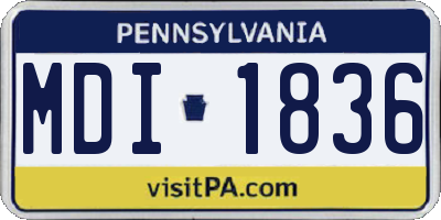 PA license plate MDI1836