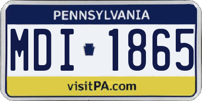 PA license plate MDI1865