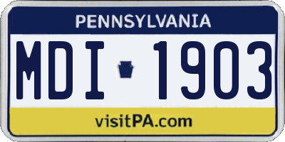 PA license plate MDI1903
