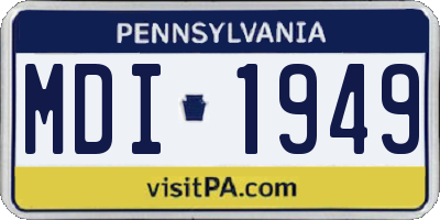 PA license plate MDI1949