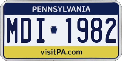 PA license plate MDI1982