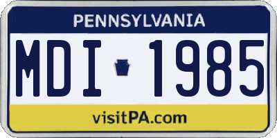PA license plate MDI1985