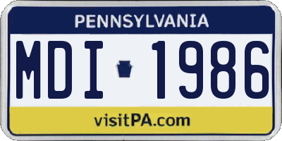 PA license plate MDI1986