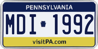 PA license plate MDI1992