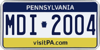 PA license plate MDI2004