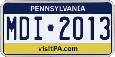 PA license plate MDI2013