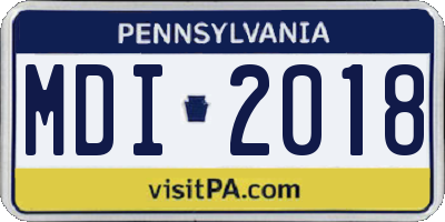 PA license plate MDI2018