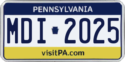 PA license plate MDI2025