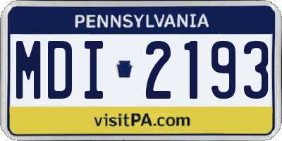 PA license plate MDI2193
