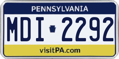 PA license plate MDI2292