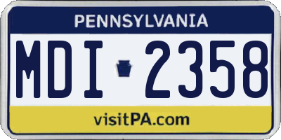 PA license plate MDI2358