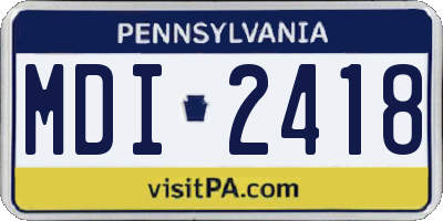 PA license plate MDI2418
