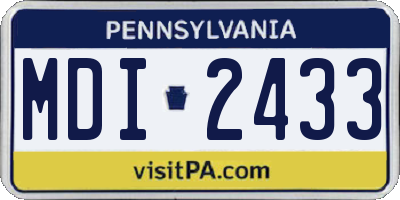 PA license plate MDI2433