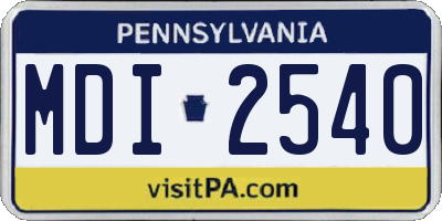 PA license plate MDI2540