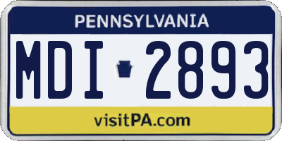 PA license plate MDI2893