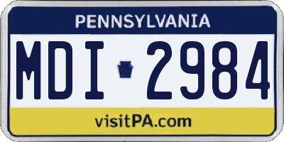 PA license plate MDI2984