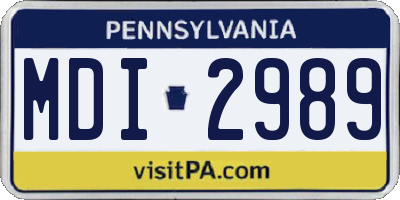 PA license plate MDI2989
