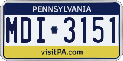 PA license plate MDI3151