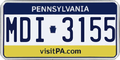 PA license plate MDI3155