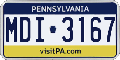 PA license plate MDI3167