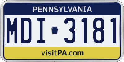 PA license plate MDI3181