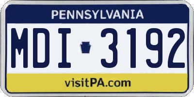 PA license plate MDI3192