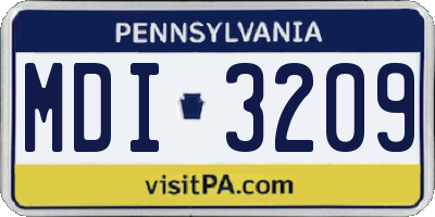 PA license plate MDI3209