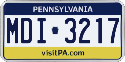 PA license plate MDI3217
